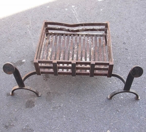 Old Iron Fire Grate with Dogs